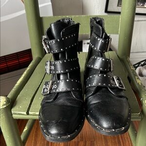 Black Studded Kids Boots